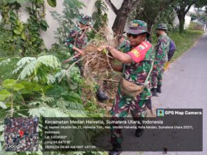 TNI Bersama Pemerintah Kecamatan Helvetia Gotong Royong