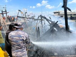 AKSI SIGAP PATKAMLA RUBIAH EVAKUASI ABK DARI KAPAL TERBAKAR DI BELAWAN