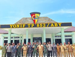 Forkopincam Pantai Labu Sambangi Yonif TP 852/ABY di Momen HUT ke-81 TNI