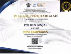 Kapolres Binjai Terima Penghargaan IKPA Sempurna Semester I 2026, Bukti Kinerja Anggaran Akuntabel