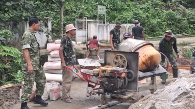 Kodim 0205/TK Bangun Jembatan Beton di Karo, Progres Capai 60 Persen